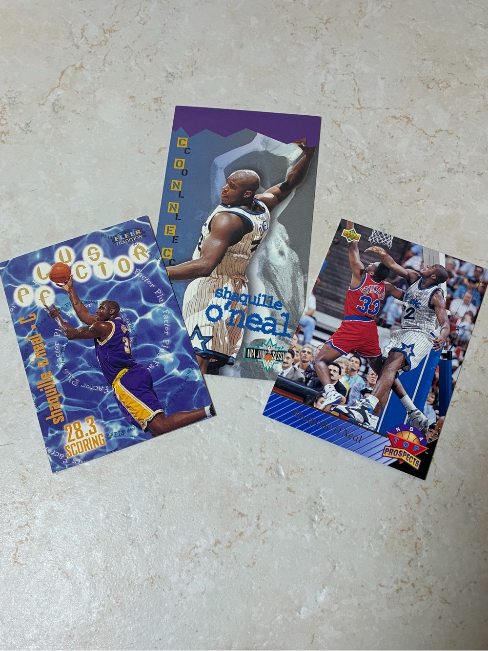 3 Shaquille O'Neal Basketball Cards